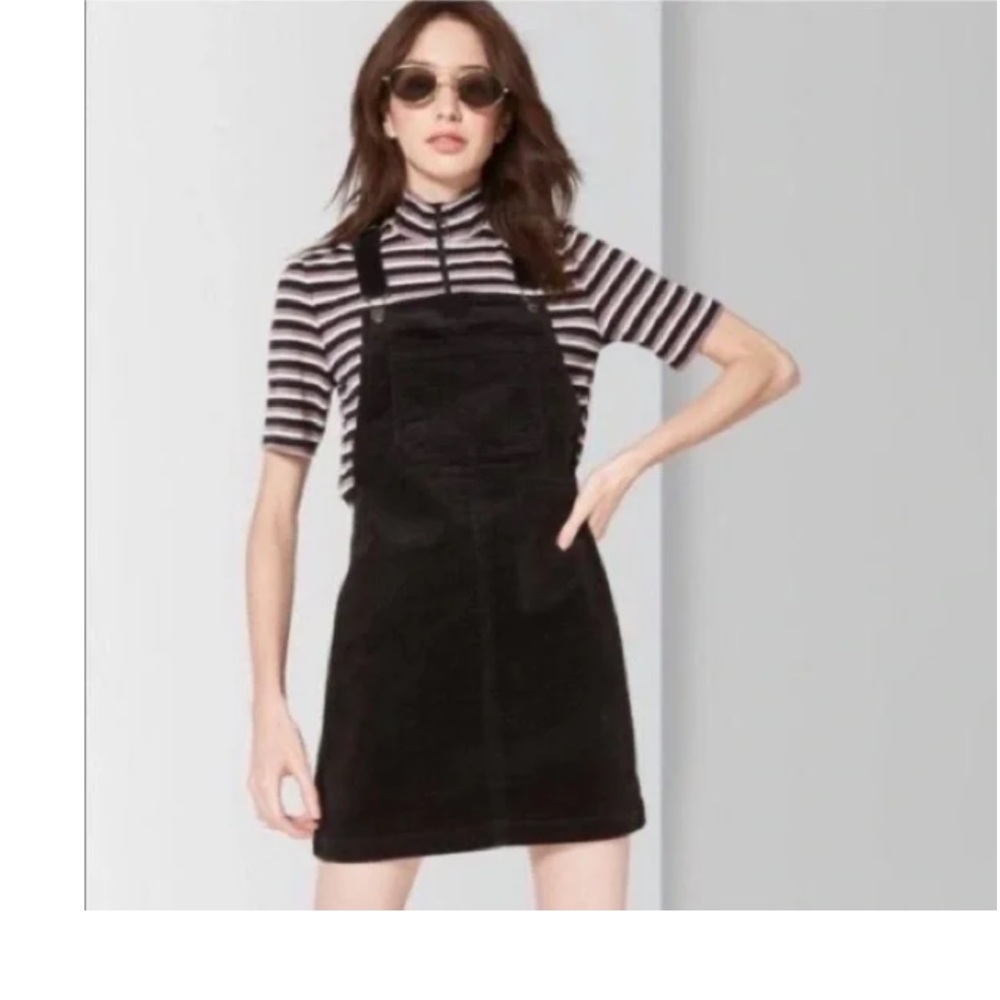 Divided H&M Black Corduroy Overall Dress